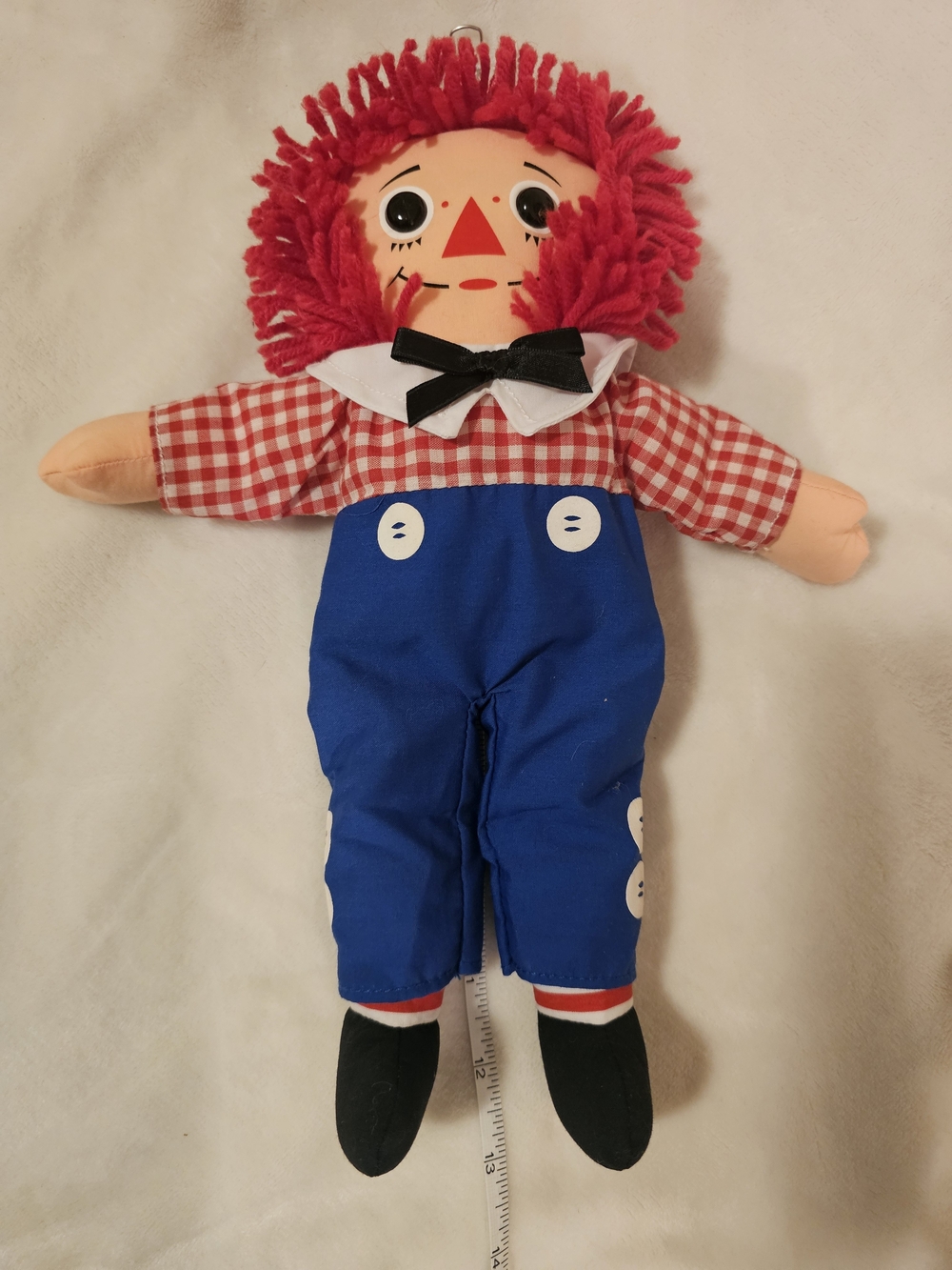 Vintage Raggedy Andy Doll Red Yarn Hair Blue Overalls Cloth Rag Doll
